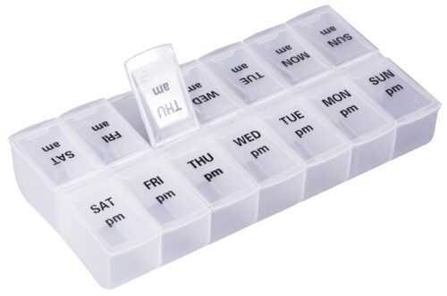 QI003402 1.5 x 7.25 x 3.75 in. Twice Daily Plastic Pill Organizer, Clear
