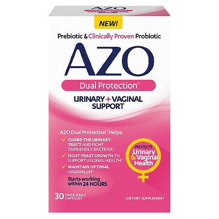 AZO Dual Protection Urinary + Vaginal Support Prebiotic Plus - 30.0 ea