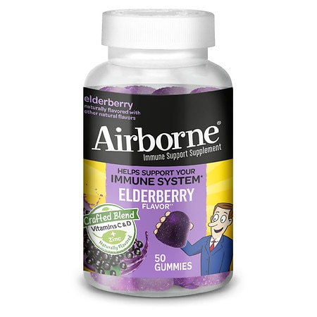Airborne Gummies with Vitamin C, Zinc and Immune Support Supplement Elderberry - 50.0 ea