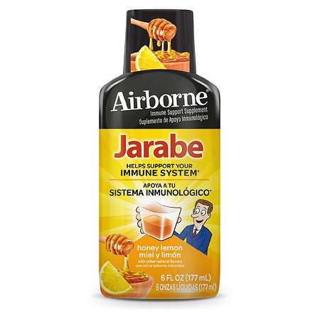 Airborne Jarabe with Vitamin C and Immune Support Supplement Honey Lemon - 6.0 fl oz