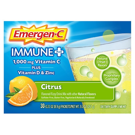 Emergen-C Immune+ Drink Mix with 1000 mg Vitamin C Plus Vitamin D & Zinc - 0.31 oz x 30 pack