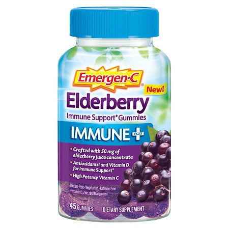Emergen-C Immune+ Elderberry Gummies Dietary Supplement Elderberry, 45 ct - 45.0 ea