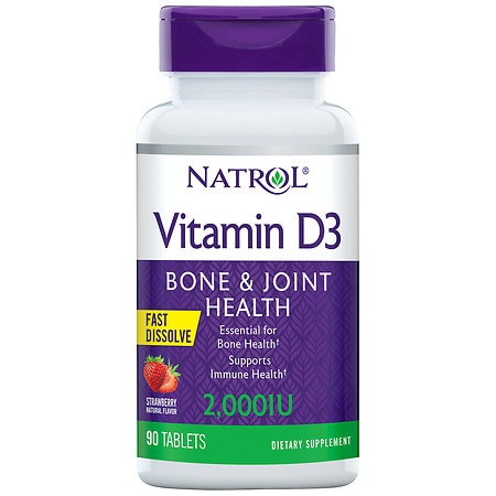 Natrol Vitamin D3 Bone & Joint Health Tablets Strawberry - 90.0 ea