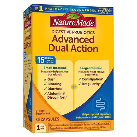 Nature Made Digestive Probiotics Advanced Dual Action Capsules 15 Billion CFU per serving - 30.0 ea