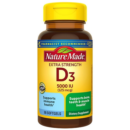 Nature Made Extra Strength Vitamin D3 5000 IU (125 mcg) Softgels - 90.0 ea