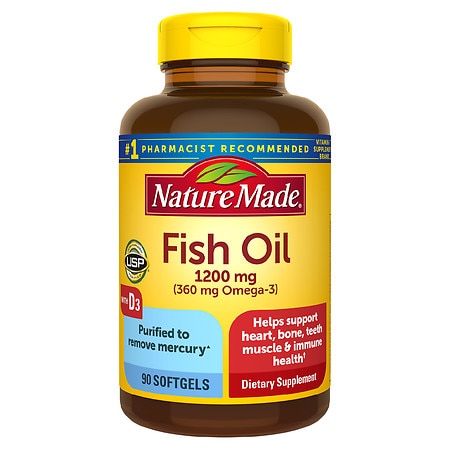 Nature Made Fish Oil 1200 mg + Vitamin D3 1000 IU (25 mcg) - 90.0 ea