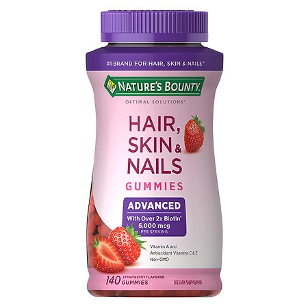 Nature's Bounty Optimal Solutions Advanced, Skin and Nails Vitamins With Biotin, Gummies Strawberry - 140.0 ea