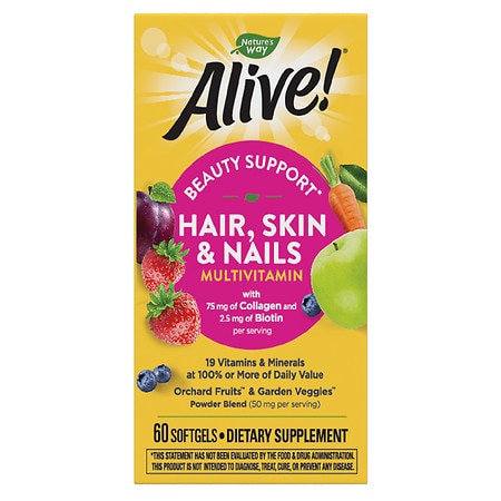 Nature's Way Alive! Hair, Skin, Nails Multivitamin Softgels Strawberry - 60.0 EA