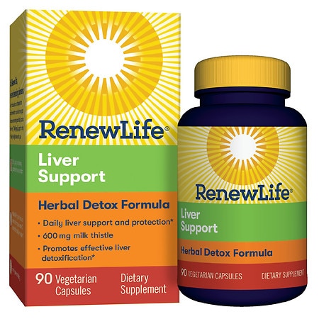 ReNew Life Liver Support, Herbal Detox Formula - 600mg of Milk Thistle 90 Vegetarian Capsules - 90.0 ea
