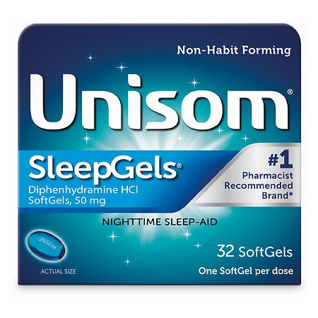 Unisom SleepGels Sleep-Aid, Diphenhydramine HCI - 32.0 ea