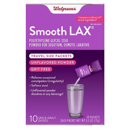 Walgreens SmoothLax Polyethylene Glycol 3350 Powder for Solution - 0.5 oz x 10 pack
