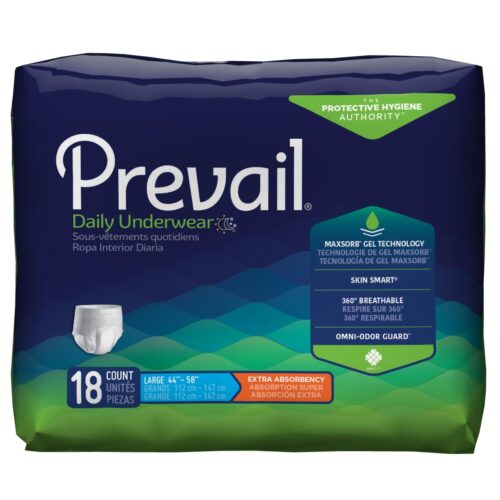 82133101 White Large Prevail Daily Underwear Adult Moderate Absorbent Underwear - Pack of 18