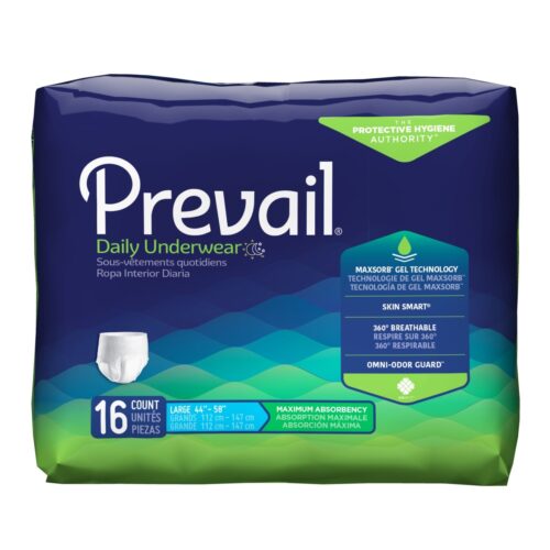 82333101 White Large Prevail Adult Heavy Absorbent Underwear - Pack of 16