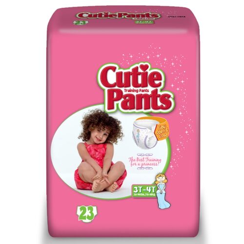 88883101 Pink Princess Print 3T to 4T Cutie Pants Toddler Heavy-Absorbent Training Pants, Pack of 23