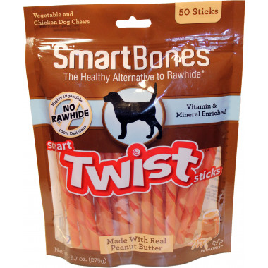SBTT-02943 Smartbones Peanut Butter Flavor Twist Sticks