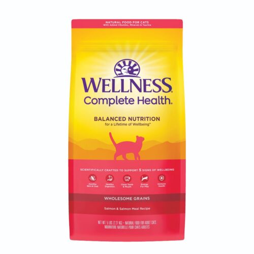 Wellness 43208993 5 lbs Complete Health Natural Grain Adult Salmon Dry Cat Food