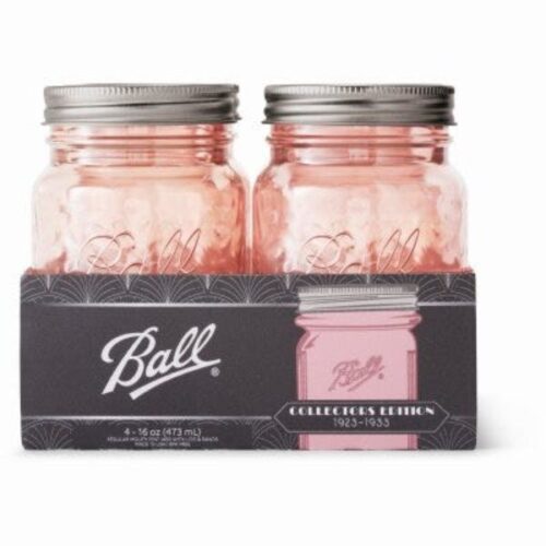 237048 16 oz Ball Pint Wide Mouth Jar, Pink Vintage - Pack of 4