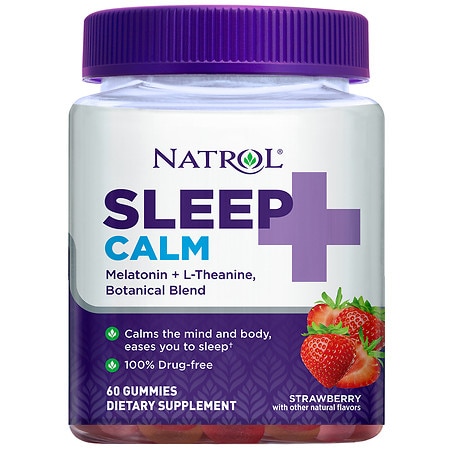 Natrol Sleep+ Calm, Melatonin and L-Theanine, Gummies Strawberry - 60.0 ea