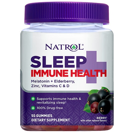 Natrol Sleep+ Immune Health, Melatonin and Elderberry, Gummies Berry - 50.0 ea