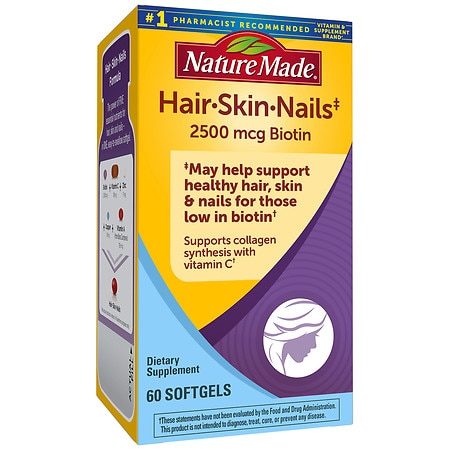 Nature Made Hair, Skin and Nails with Biotin 2500 mcg Softgels - 60.0 ea