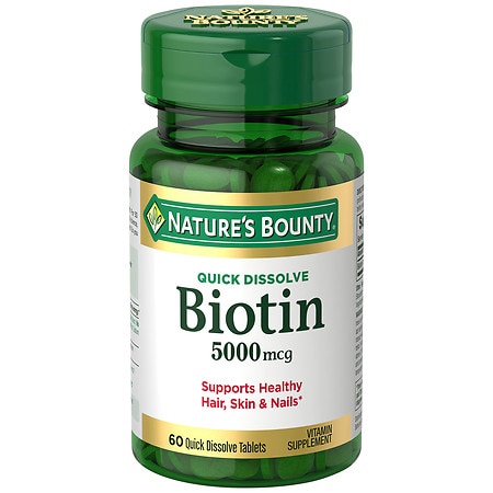 Nature's Bounty Biotin Quick Dissolve Tablets, 5000 mcg Strawberry - 60.0 ea