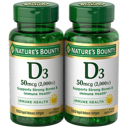 Nature's Bounty Vitamin D3 2000 IU Softgels, Twin Pack - 150.0 ea x 2 pack