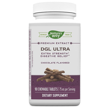 Nature's Way DGL Ultra Extra Strength Digestive Relief Chewable Tablets, Chocolate Flavored German Chocolate - 90.0 ea