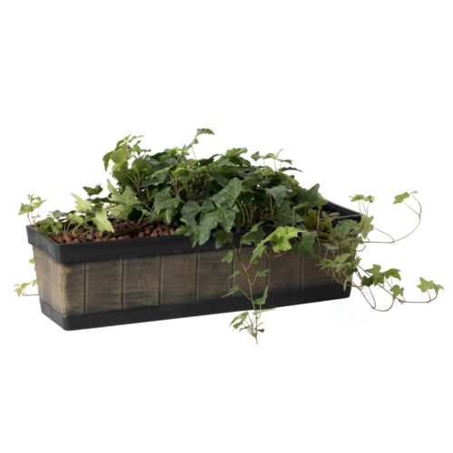 QI004121.L Outdoor & Indoor Rectangle Trough Plastic Planter Box with Vegetables or Flower Planting Pot, Brown - Large