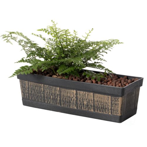 QI004121.S Outdoor & Indoor Rectangle Trough Plastic Planter Box with Vegetables & Flower Planting Pot, Brown - Small