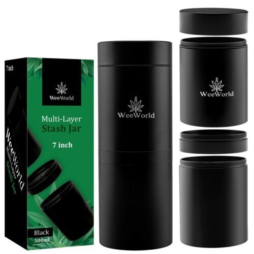 WW-STJR-MULTI-BLK-7IN 7 in. Multi Stash Jar, Black