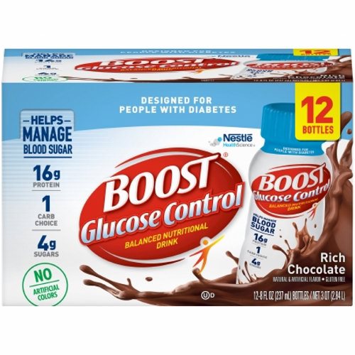 Oral Supplement Boost Glucose Control Rich Chocolate Flavor 8 oz. Container Bottle Ready to Use Case of 24 by Nestle Healthcare Nutrition