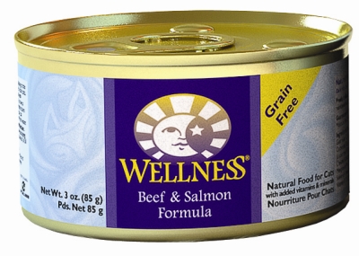 Wellpet OM09020 24-3 oz Wellness Beef and Salmon Canned Cat Food