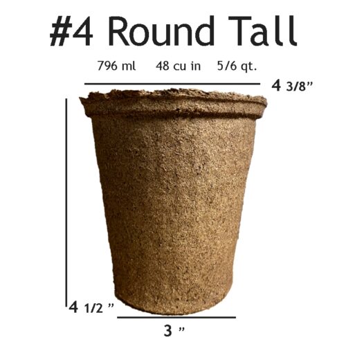 #4 Rnd T (54) CowPots #4 Round Tall Biodegradable Pots - 54 pots
