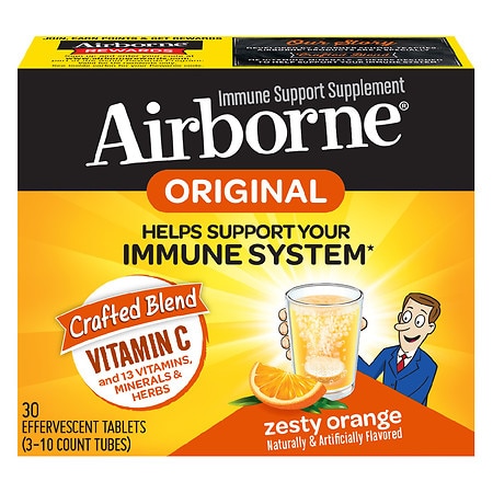 Airborne Immune Support Effervescent Minerals & Herbs with Vitamin C, E, Zinc Zesty Orange - 10.0 ea