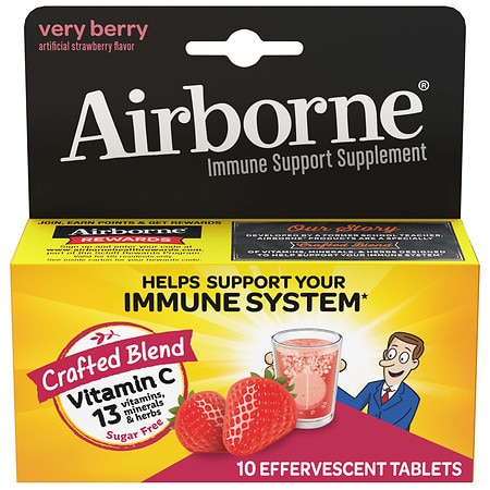 Airborne Immune Support Supplement, Effervescent Tablets Verry Berry - 10.0 ea