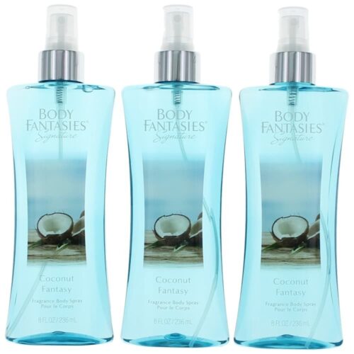 awbfco8bm3p 8 oz Coconut Fantasy by Fantasies Fragrance Body Spray for Women, Pack of 3