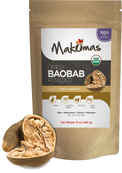 Organic Dried Baobab Fruit Powder