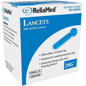 ZPL10028A 28 g Universal Lancets- Blue, 100 Count