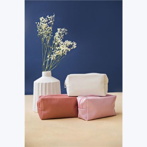 42083 Blush & White Rectangular Cosmetic Bag, Assorted Color - 3 Piece