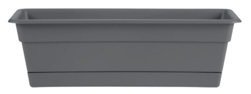 DCBT24-908 24 in. Dura Cotta Window Box Planter with Tray, Charcoal
