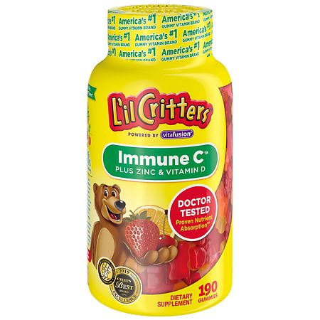 L'il Critters Immune C Plus Zinc Gummy Vitamin Natural Fruit Flavors - 190.0 ea