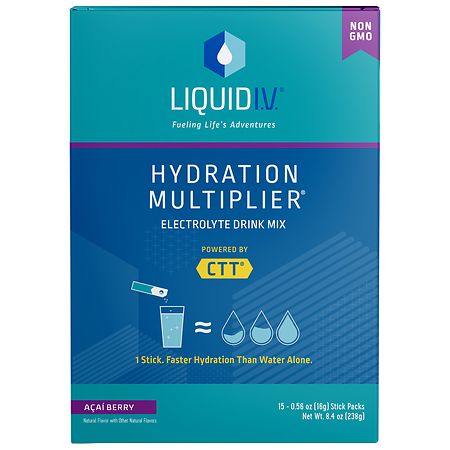 Liquid I.V. Hydration Multiplier, Electrolyte Powder, Supplement Drink Mix Acai Berry - 0.56 oz x 15 pack