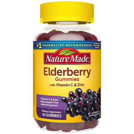 Nature Made Elderberry with Vitamin C and Zinc Gummies Raspberry - 60.0 ea