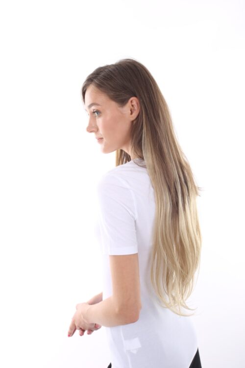 ST-010 25.5 in. Styless Straight Natural Blonde High Heat Jaw Clip Ponytail Extension, Yellow