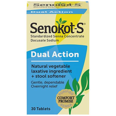 Senokot-S Dual Action Natural Vegetable Laxative - 30.0 ea