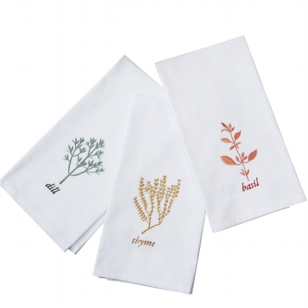 Textrade 20 x 27 in. Kitchen Towels 6 Piece Set with Embroidery, White & Multicolor