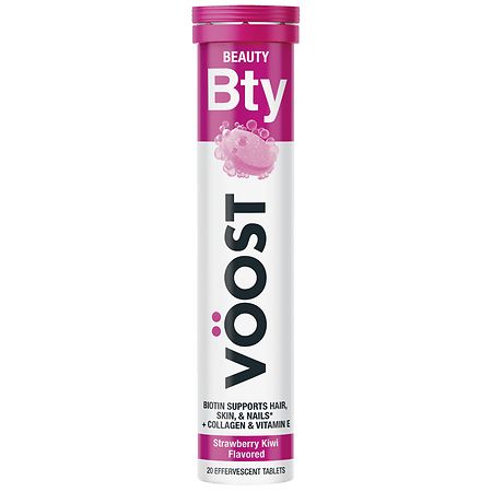 Voost Beauty, Biotin supporting Hair, Skin, and Nails with Collagen and Vitamin E Strawberry Kiwi - 20.0 ea