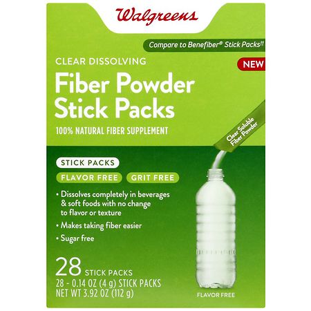 Walgreens Clear Soluble Fiber Powder Stick Packs Flavor Free - 0.14 oz x 28 pack