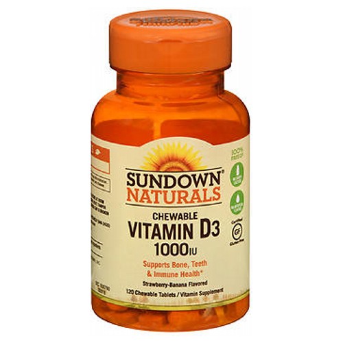 Sundown Naturals Chewable Vitamin D3 StrawberryBanana Flavor 120 Tabs by Sundown Naturals
