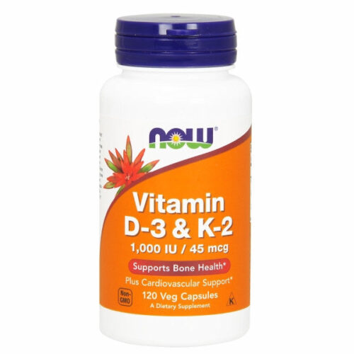 Vitamin D3 & K2 120 Veg Caps by Now Foods